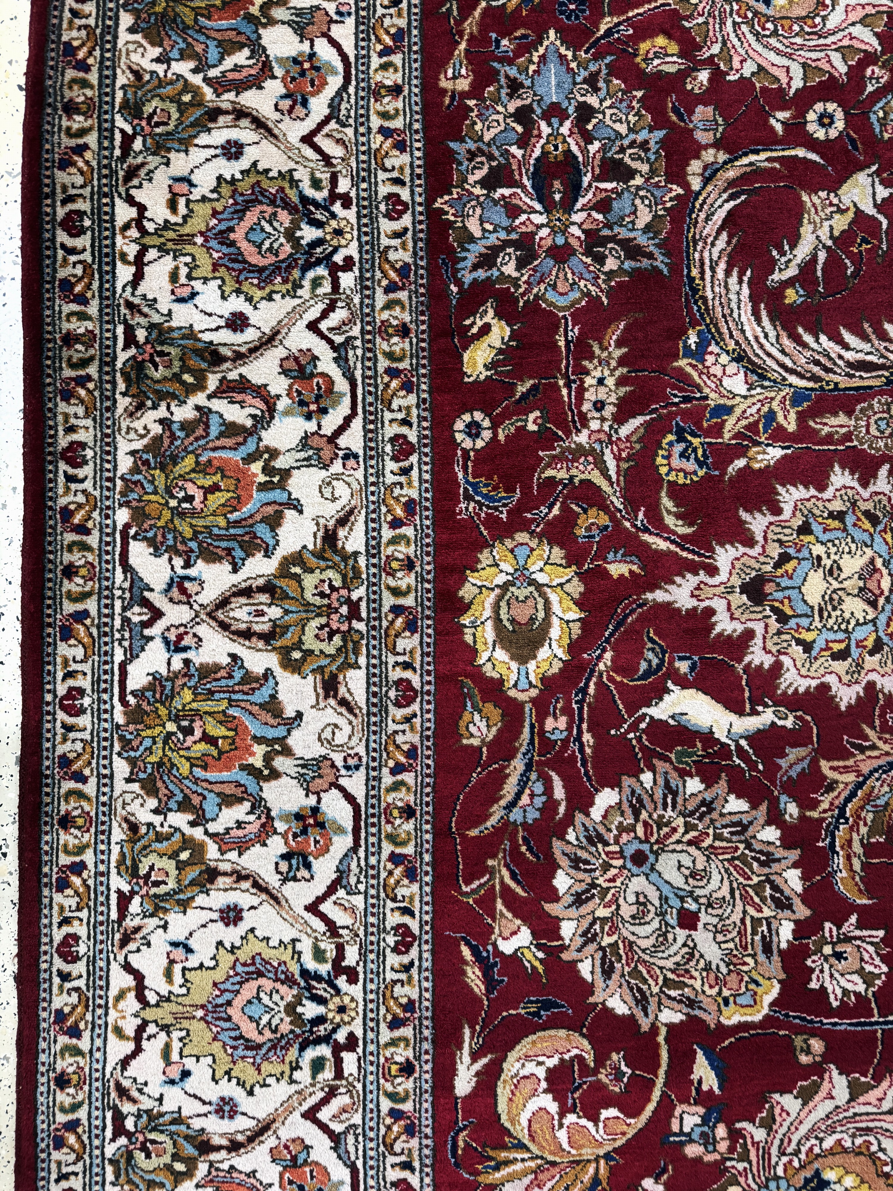 Detail c: Täbriz alt Persien, signiert"Hanifizaden", Mitte 20.Jhd, Wolle auf Baumwolle, ca. 385 x 300 cm, EHZ: 2(kleine Florfehlstelle)