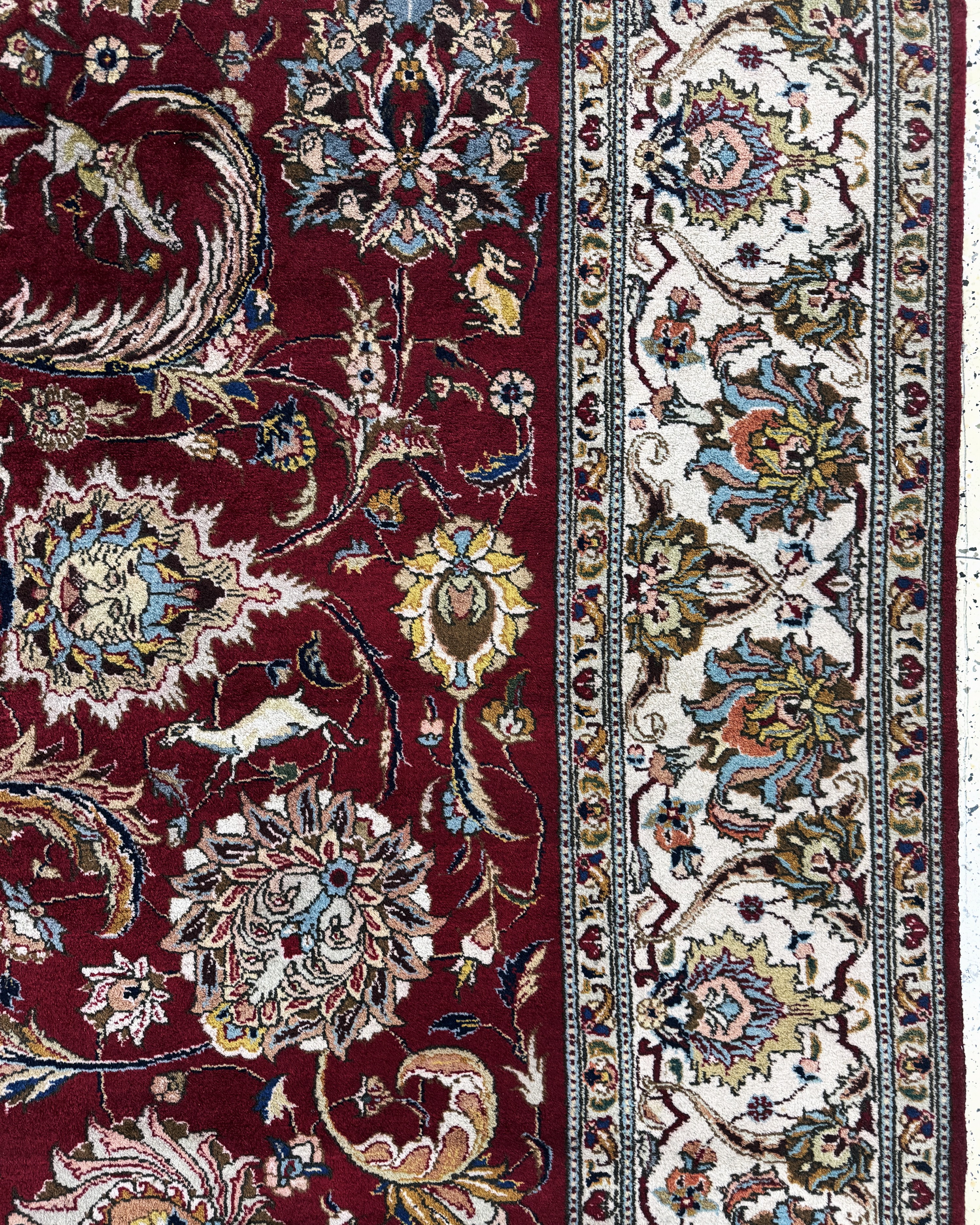 Detail e: Täbriz alt Persien, signiert"Hanifizaden", Mitte 20.Jhd, Wolle auf Baumwolle, ca. 385 x 300 cm, EHZ: 2(kleine Florfehlstelle)