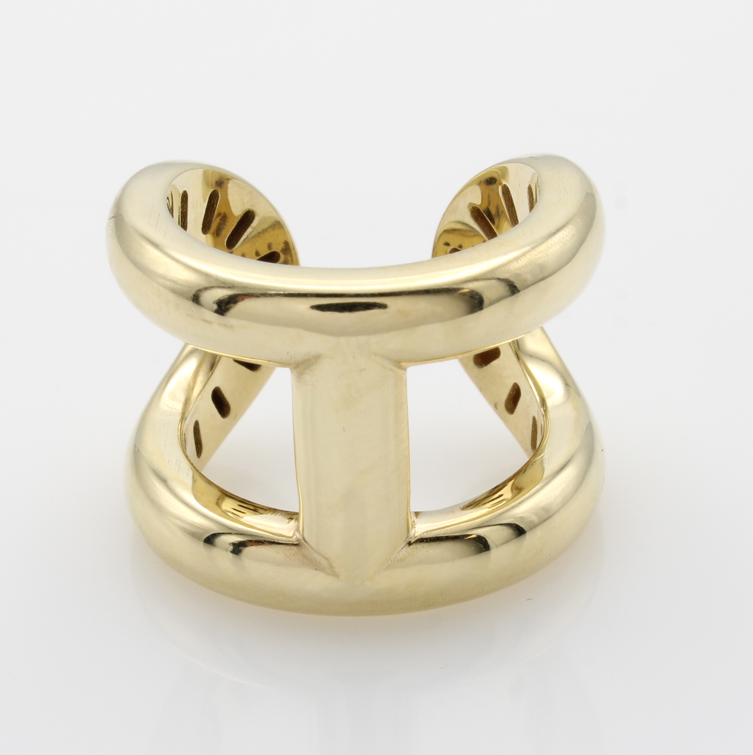 Image 27072956 - Ring, GG 585/000, im 2-reihigen Design mit Zwischensteg, B. ca. 18.5 mm, Ringschiene of- ...