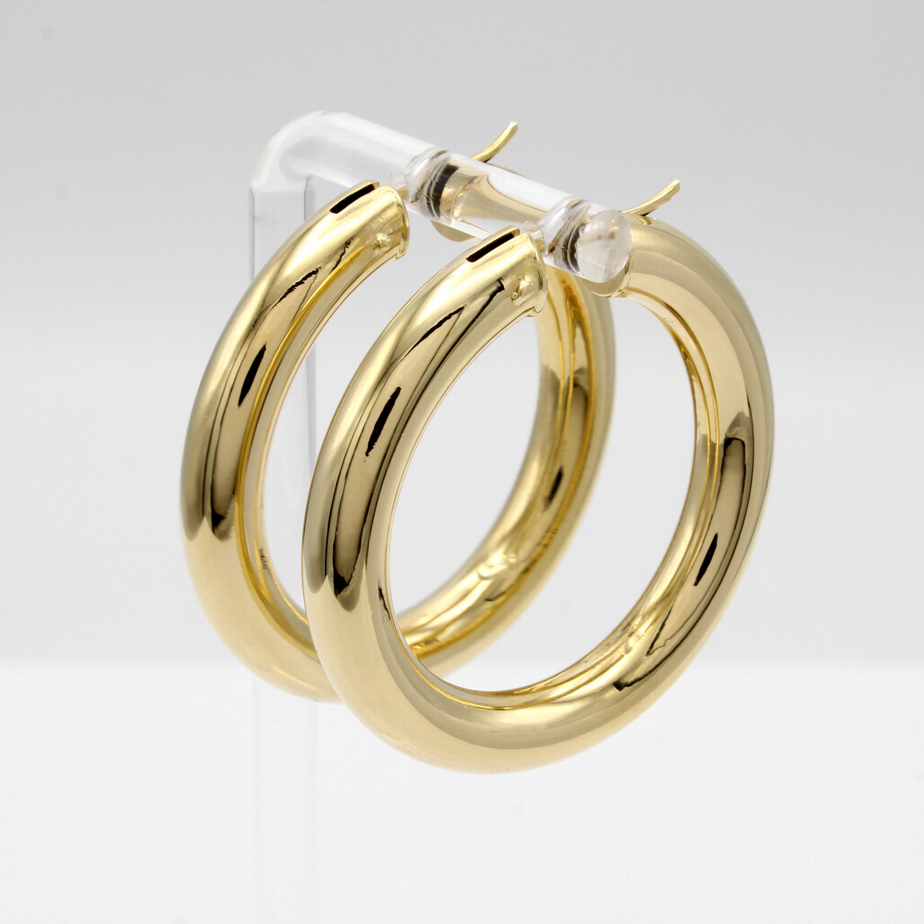 Image 27072969 - Paar Creolen, GG 585/000, B. ca. 10 mm, D. ca. 40 mm