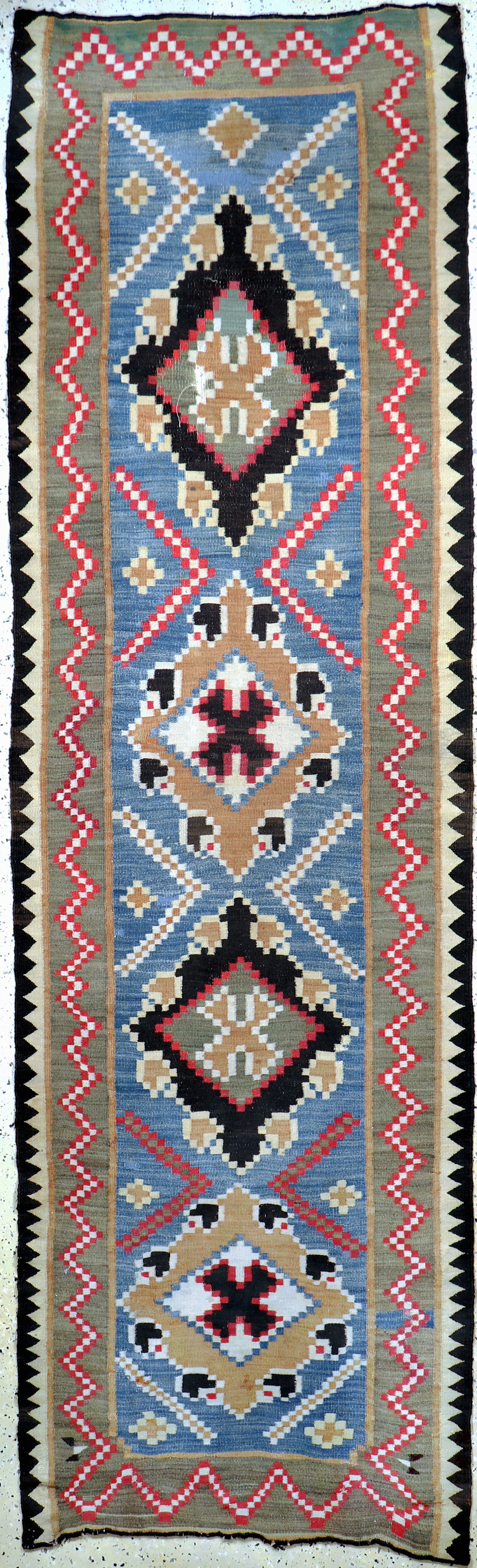 Image 27072970 - Bessarabia Kilim antique, Eastern Europe, around 1900, wool on wool, approx. 320 x 95 cm, ...