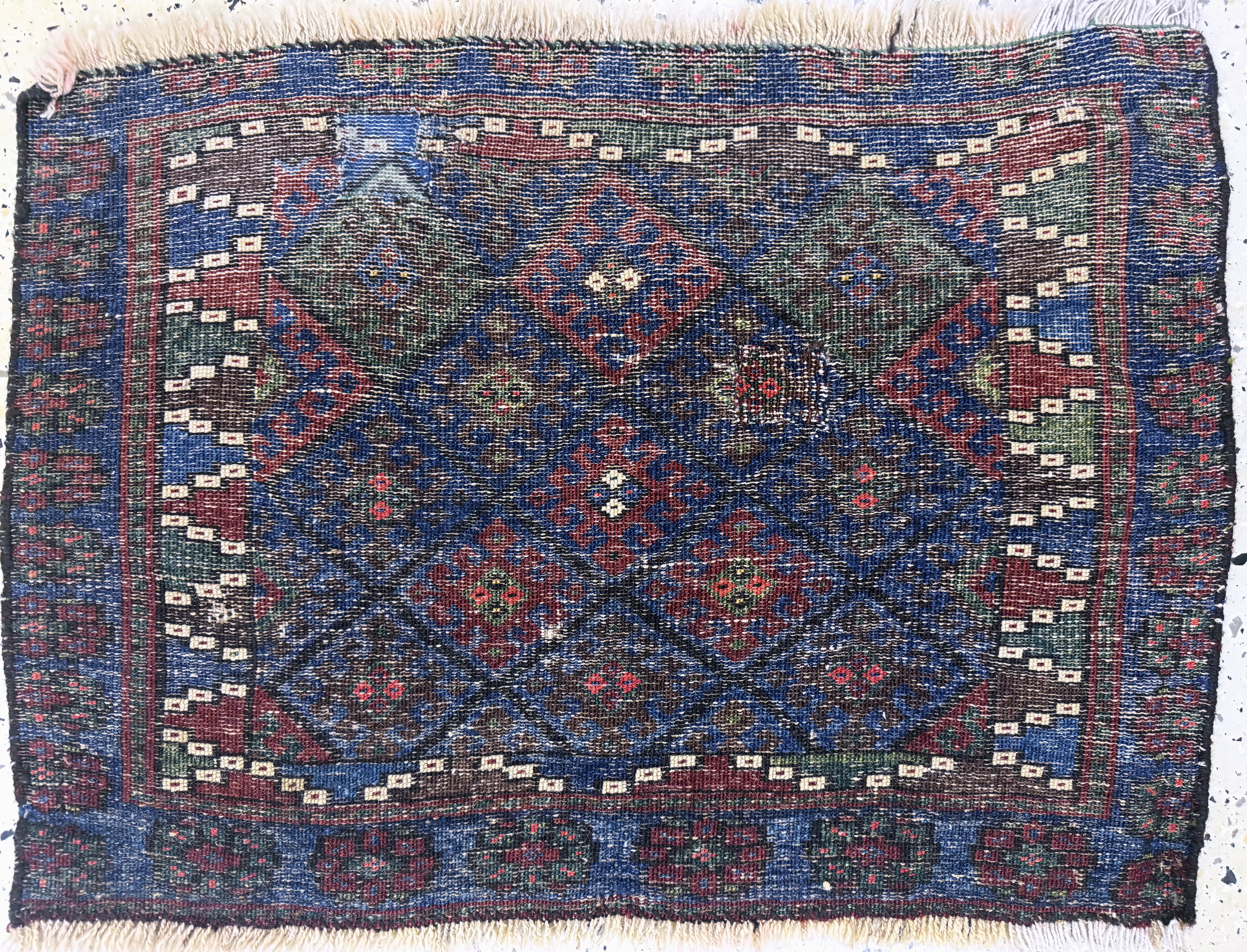 Detail a: "Jaf"antik, Persien, 19.Jhd, Wolle auf Wolle, ca. 80 x 60 cm, EHZ: 3(restauriert)