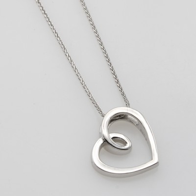 Image Herzanhänger an Kette, WG 585/000, geschwungene Form, in L. ca. 43 u. 45 cm tragbar ...