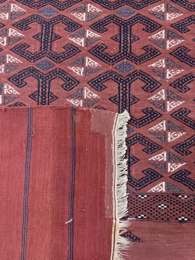 27072922i - Antiker Sumakh, Turkmenistan, 19.Jhd, Wolleauf Wolle, ca. 303 x 187 cm, EHZ: 2 ...