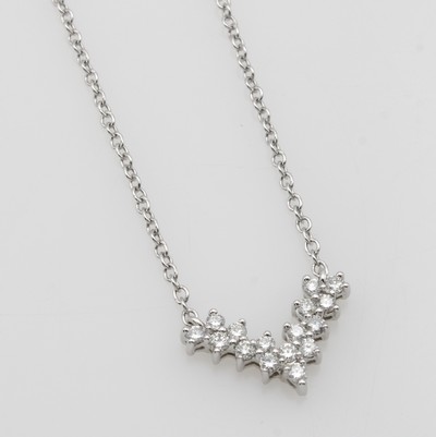 Image Collier mit Brillanten, WG 585/000, Mittelteil in anged. V-Form bes. m. Brill. zus. ca. ...