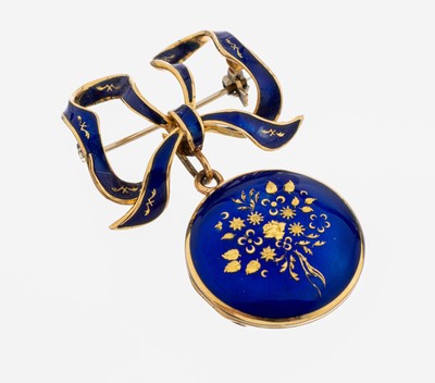Image 18 kt Gold Email-Brosche mit Medaillon- Anhänger, GG 750/000, nach älterem ...