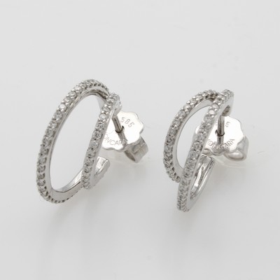 Image Paar Steckcreolen mit Brillanten, WG 585/000, Brill. in je 2 Reihen gef. zus. ca. 0.45 ...