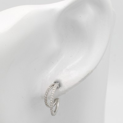 27072950a - Paar Steckcreolen mit Brillanten, WG 585/000, Brill. in je 2 Reihen gef. zus. ca. 0.45 ...