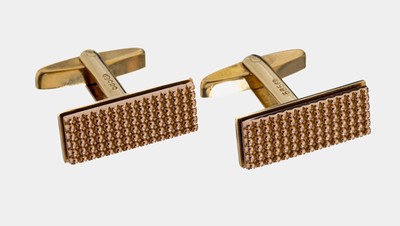 Image Paar 14 kt Gold Manschettenknöpfe, RG/GG 585/000, rechteckige Platten, RG Element mit ...