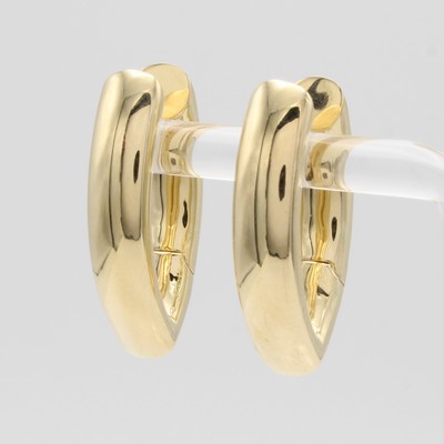 Image Paar Creolen, GG 585/000, ovale nach unten spitz zulaufende Form, B. ca. 6 mm