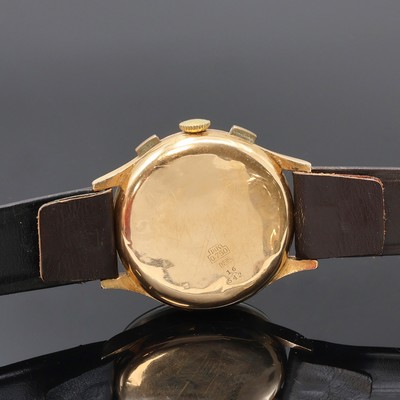 27072966c - IOTA Schaltradchronograph in RoseG 750/000, Schweiz um 1950, Handaufzug, Boden u. ...