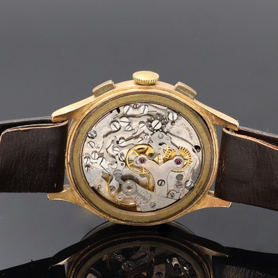 27072966e - IOTA Schaltradchronograph in RoseG 750/000, Schweiz um 1950, Handaufzug, Boden u. ...