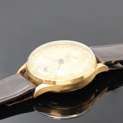 27072966f - IOTA Schaltradchronograph in RoseG 750/000, Schweiz um 1950, Handaufzug, Boden u. ...