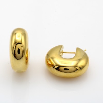 Image Paar Creolen, GG 585/000, B. ca. 10 mm, D. ca. 22 mm