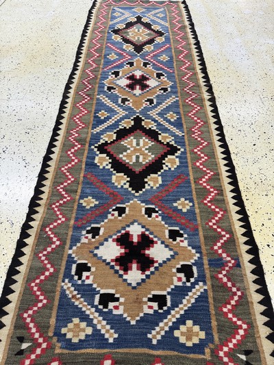 27072970e - Bessarabia Kilim antique, Eastern Europe, around 1900, wool on wool, approx. 320 x 95 cm, ...