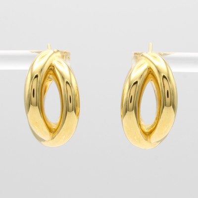 Image Paar Creolen, GG 585/000, in 2-rhg., überkreuztem Design