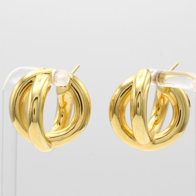 27072972a - Paar Creolen, GG 585/000, in 2-rhg., überkreuztem Design