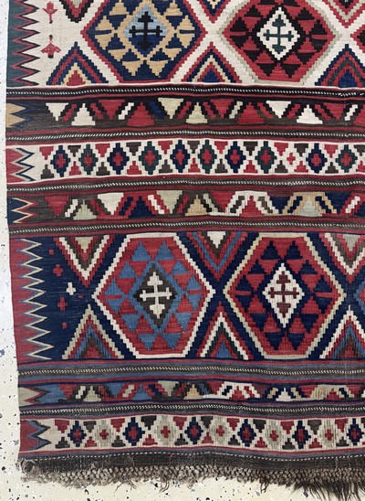 27072973b - Antiker Schirwan Kelim, Kaukasus, 19.Jhd, Wolle auf Wolle, ca. 285 x 160 cm, EHZ: ...