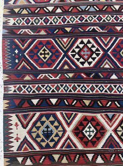 27072973c - Antiker Schirwan Kelim, Kaukasus, 19.Jhd, Wolle auf Wolle, ca. 285 x 160 cm, EHZ: ...
