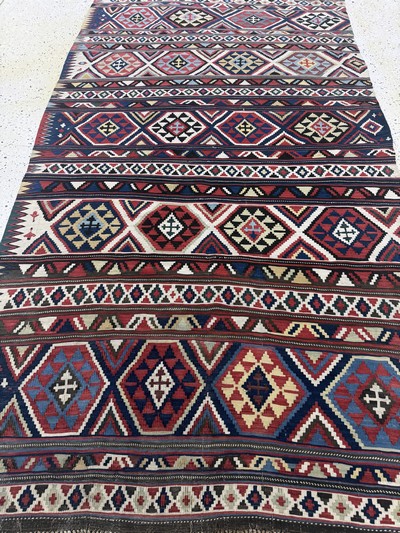 27072973g - Antiker Schirwan Kelim, Kaukasus, 19.Jhd, Wolle auf Wolle, ca. 285 x 160 cm, EHZ: ...