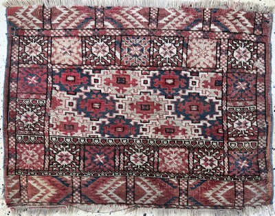 27072981a - 2 Lots Taschenfront antik, Persien & Turkmenistan, um 1900, Wolle auf Wolle, ca. 74x 55 ...