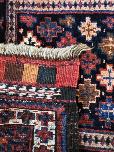 27072981f - 2 Lots Taschenfront antik, Persien & Turkmenistan, um 1900, Wolle auf Wolle, ca. 74x 55 ...