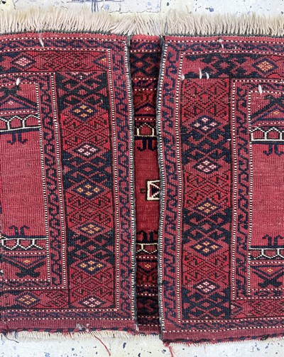 27072991f - 2 Lots Torba antik, Turkmenistan, 19.Jhd, Wolle auf Wolle, ca. 133 x 45 cm, EHZ: 3 ...
