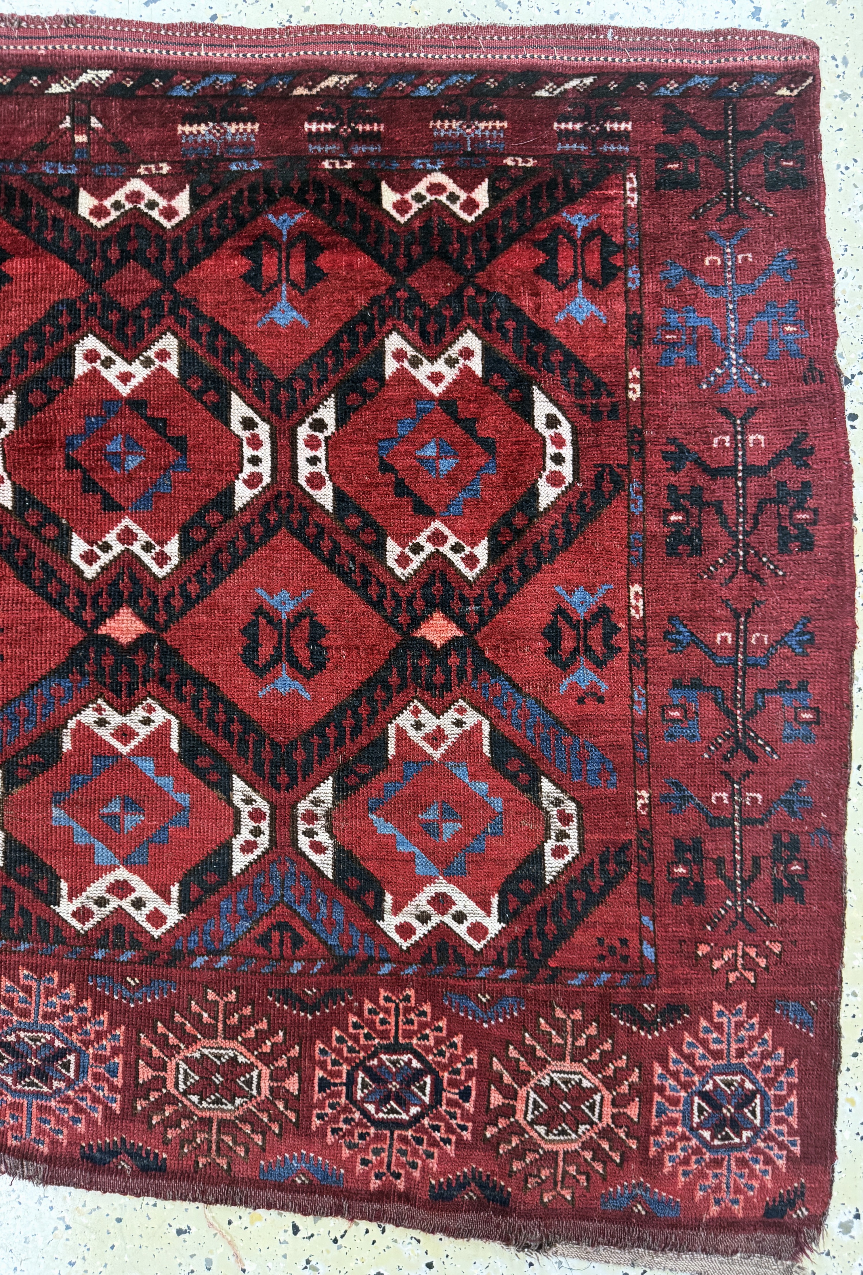Detail a: Beschir Tschowal antik, Turkmenistan, 19.Jhd, Wolle auf Wolle, ca. 170 x 100 cm, EHZ: 3-4