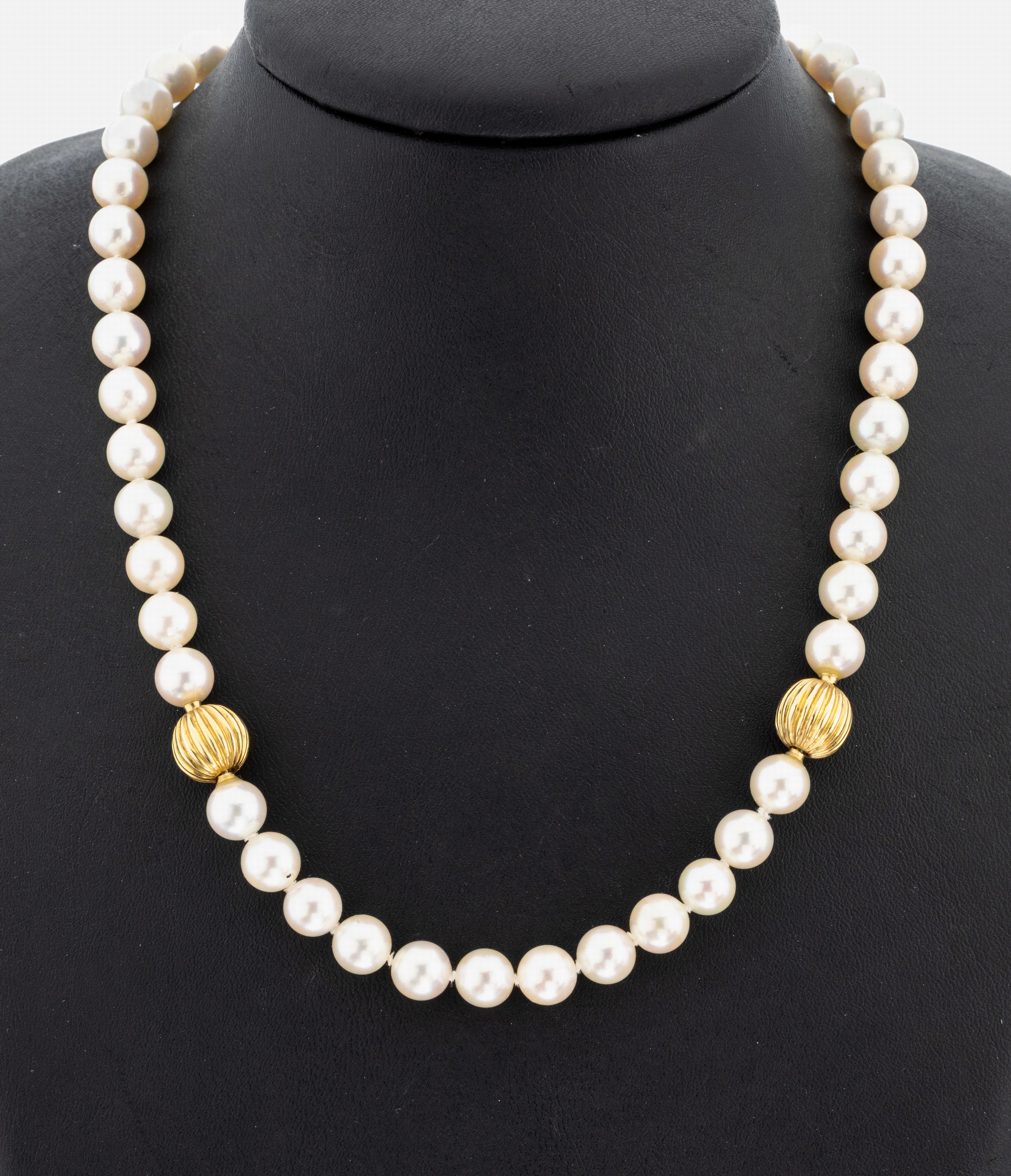 Image 27073002 - 18 kt gold pearl-necklace , YG 750/000, cultured akoya pearls, diam. approx. 7.5-7.8 mm, ...