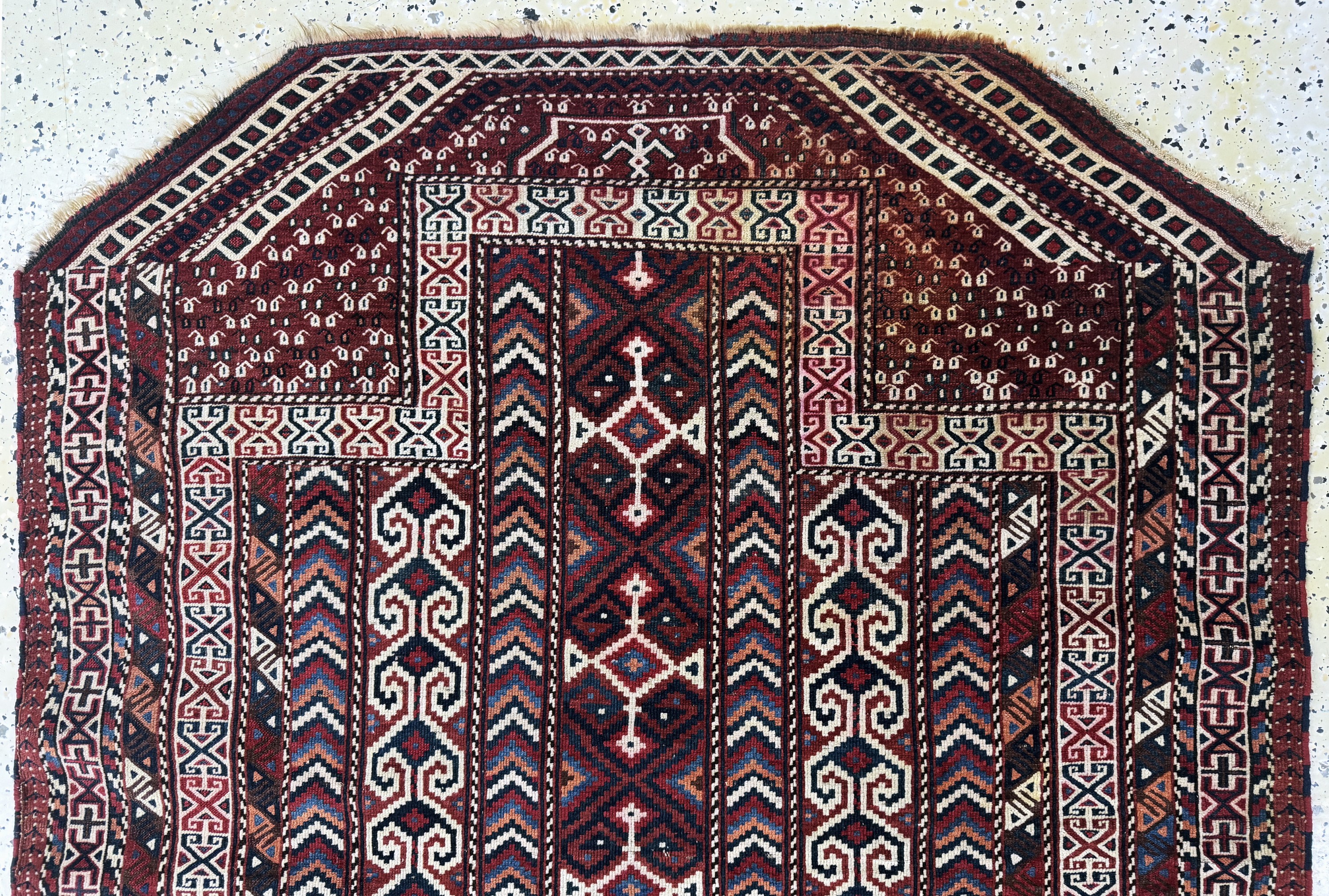 Detail a: Yomud"Salachak"antik, Turkmenistan, 19.Jhd,Wolle auf Wolle, ca. 138 x 120 cm, verfärbt, EHZ: 3