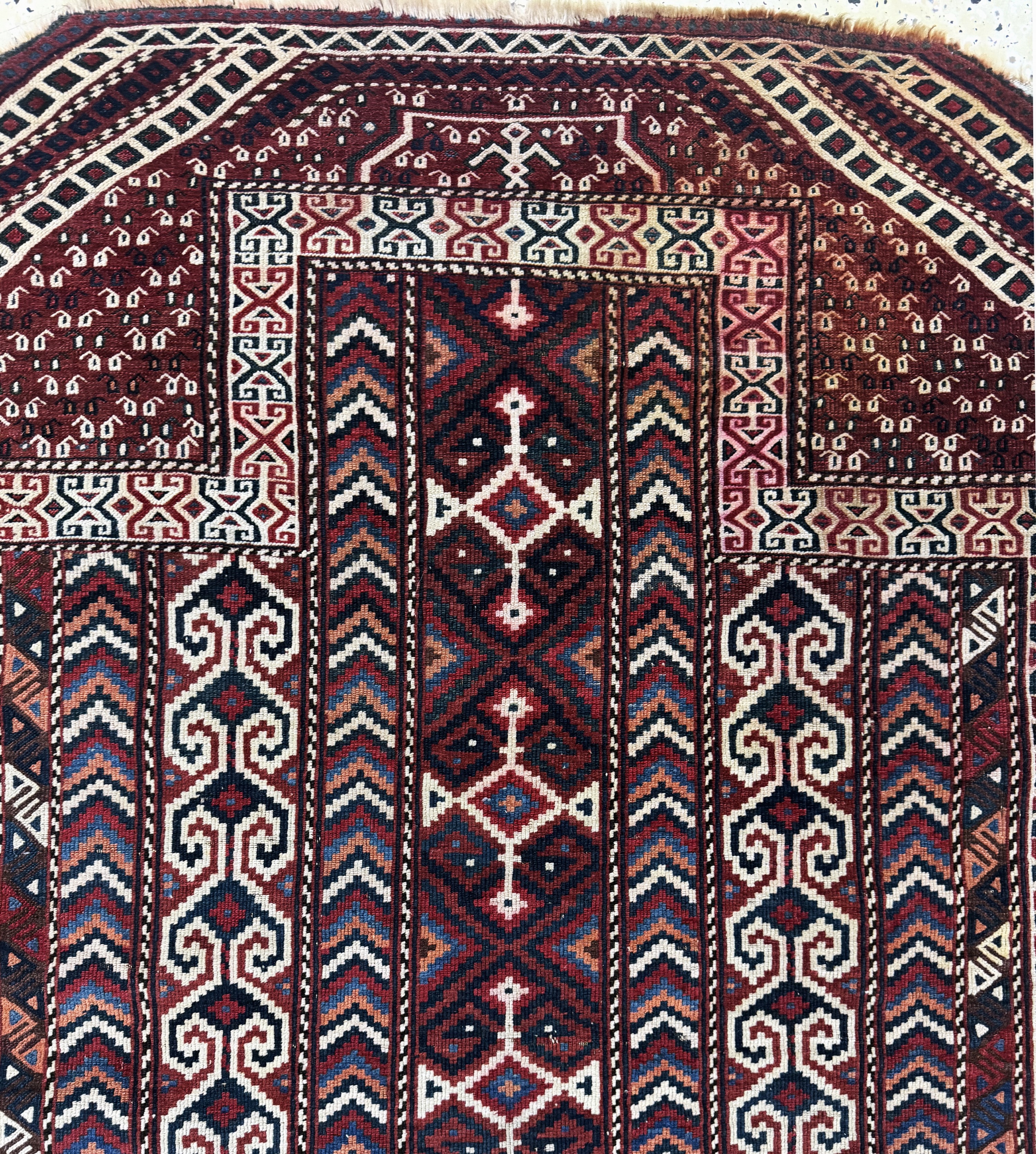 Detail c: Yomud"Salachak"antik, Turkmenistan, 19.Jhd,Wolle auf Wolle, ca. 138 x 120 cm, verfärbt, EHZ: 3