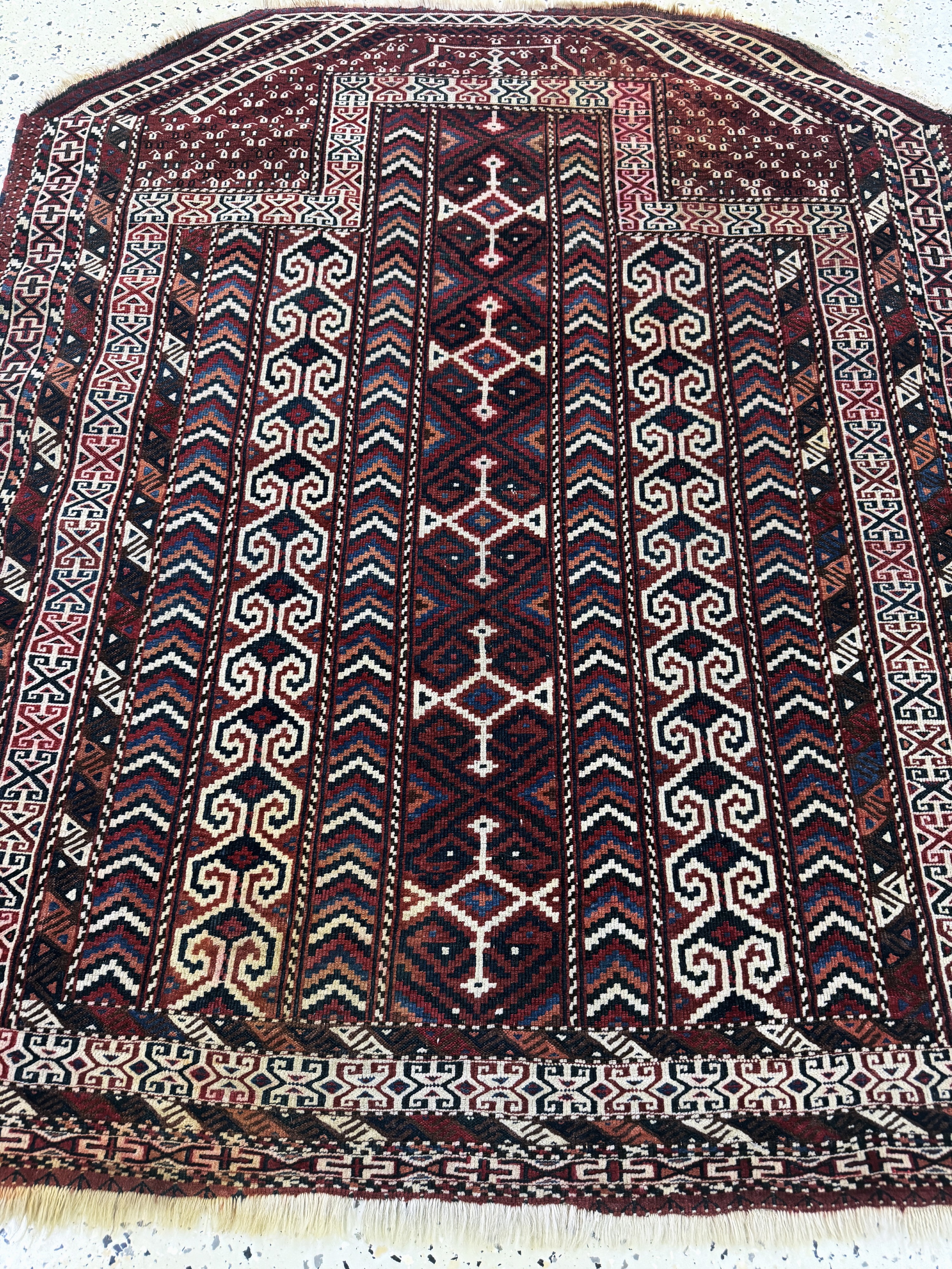 Detail d: Yomud"Salachak"antik, Turkmenistan, 19.Jhd,Wolle auf Wolle, ca. 138 x 120 cm, verfärbt, EHZ: 3