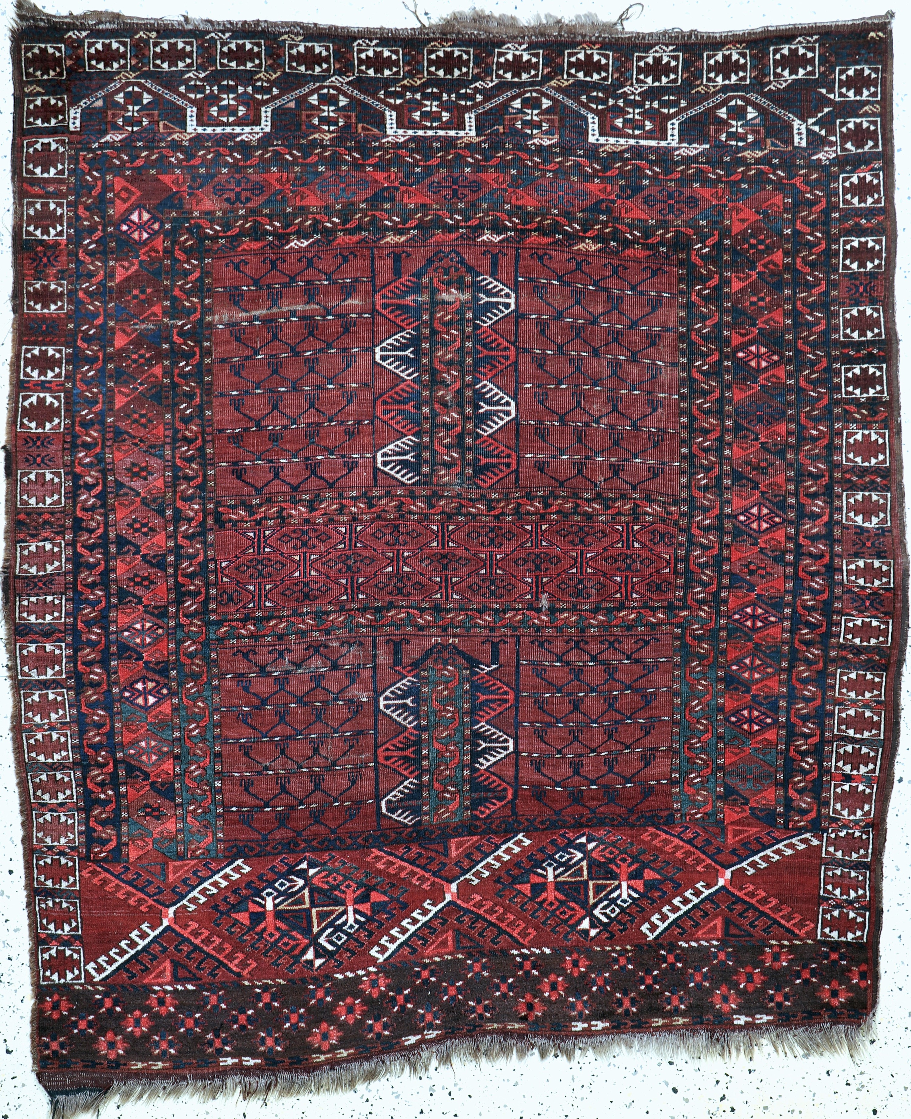 Image 27073019 - Kisil-Ajak Engsi antik, Turkmenistan, 19.Jhd, Wolle auf Wolle, ca. 190 x 150 cm, EHZ: 4 ...