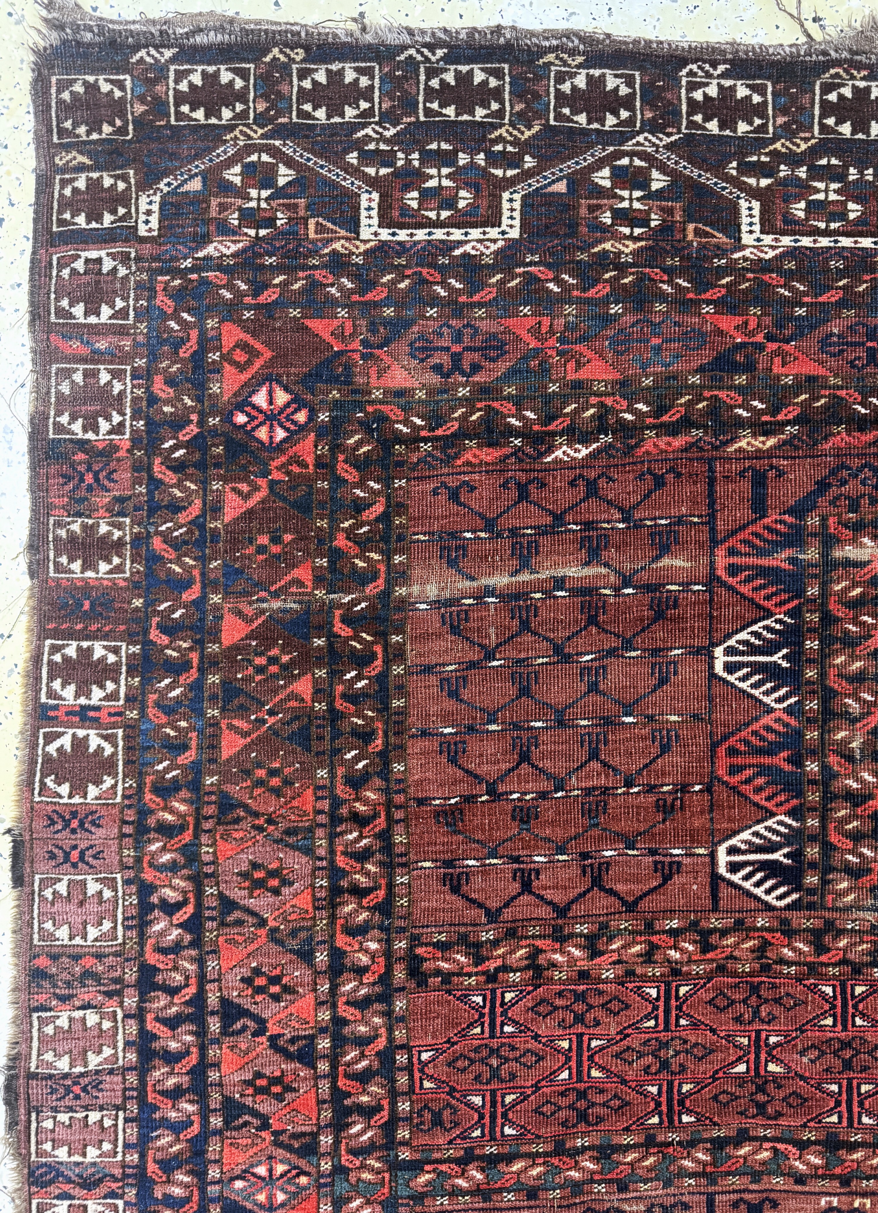 Detail c: Kisil-Ajak Engsi antik, Turkmenistan, 19.Jhd, Wolle auf Wolle, ca. 190 x 150 cm, EHZ: 4
