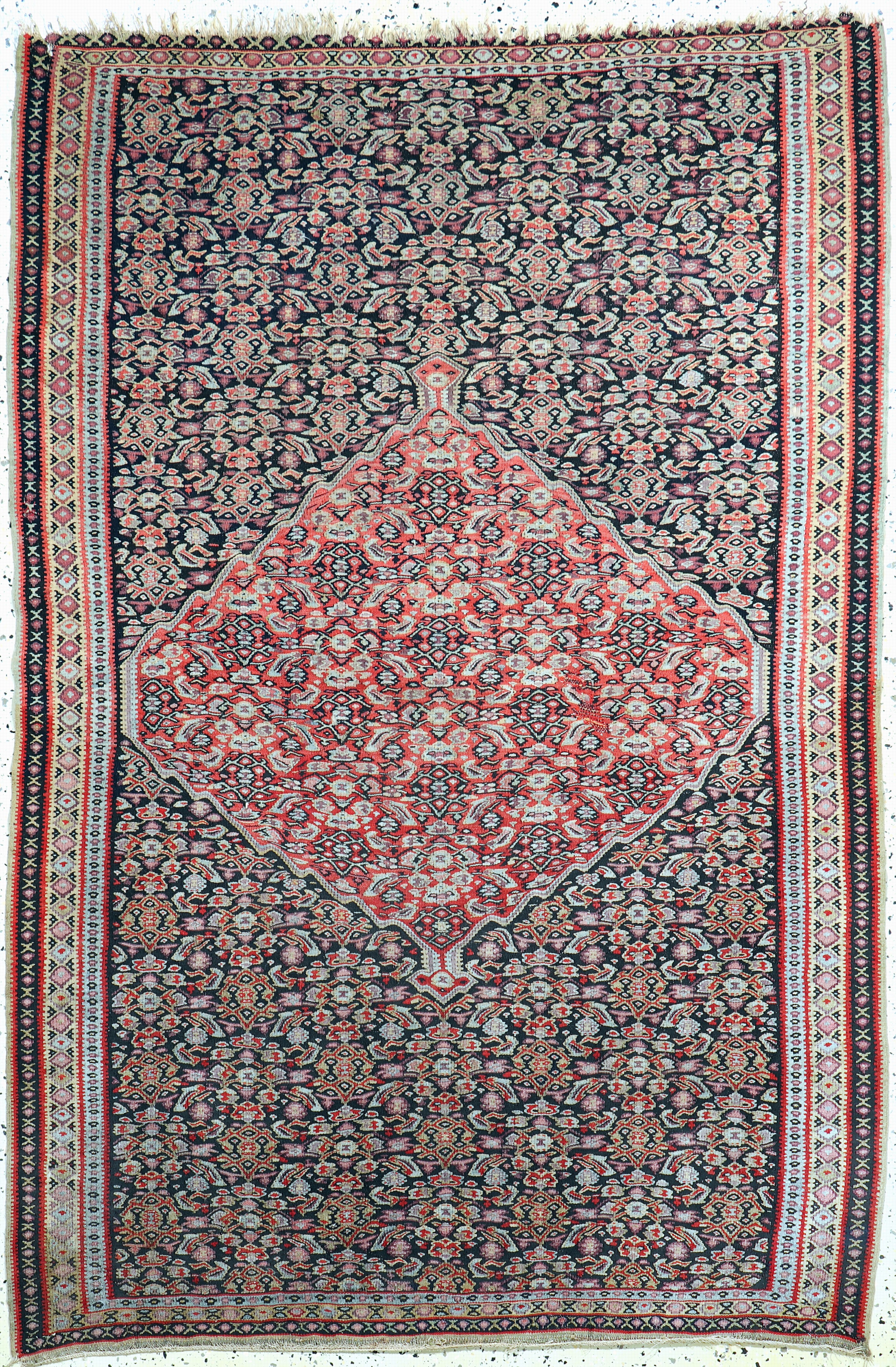 Image 27073021 - Senneh Kelim antik, Persien, 19.Jhd, Wolle auf Wolle, ca. 195 x 130 cm, EHZ: 2-3 ...