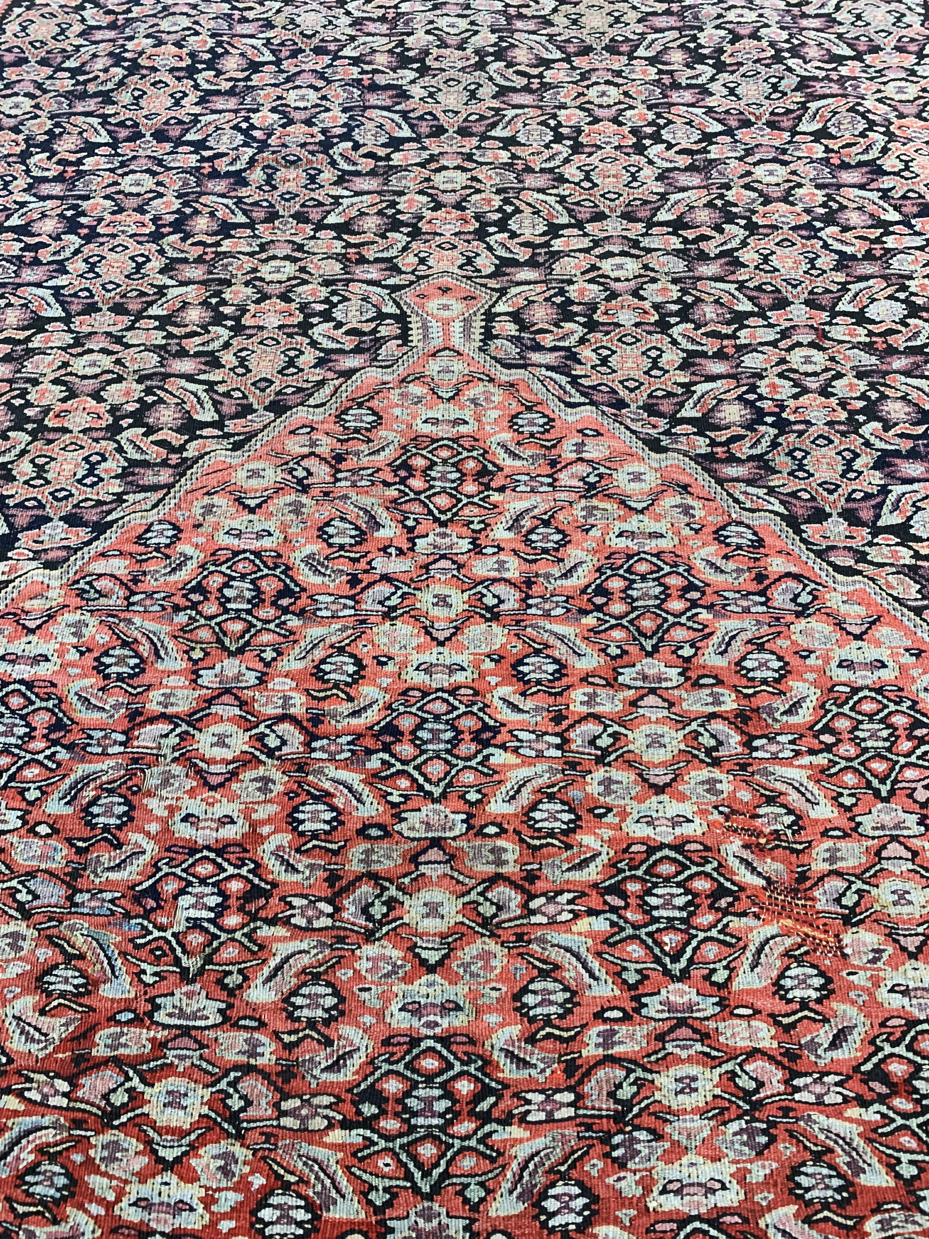 Detail d: Senneh Kelim antik, Persien, 19.Jhd, Wolle auf Wolle, ca. 195 x 130 cm, EHZ: 2-3