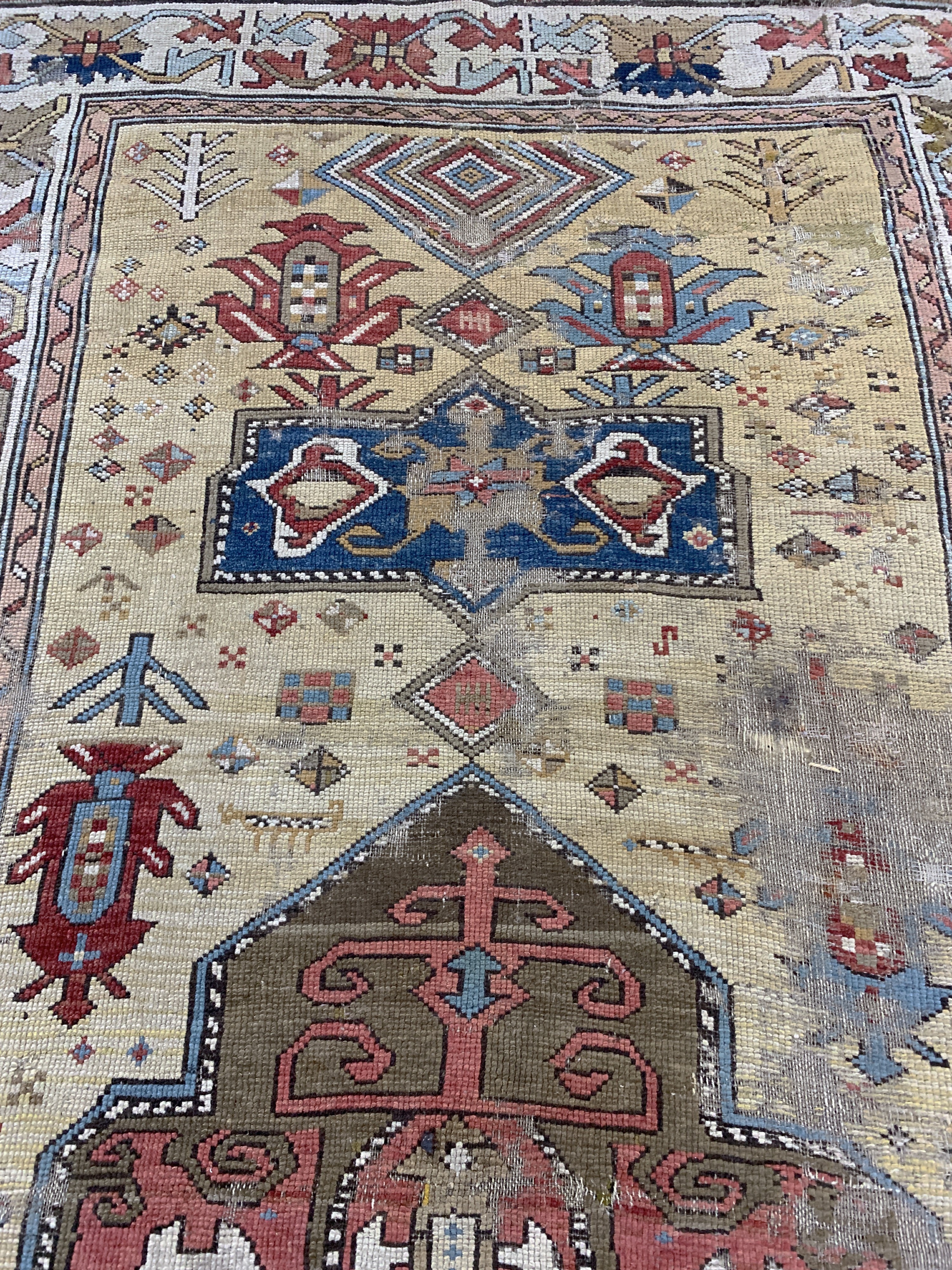 Detail d: Antiker Kazak, Kaukasus, 19.Jhd, Wolle auf Wolle, ca. 250 x 135 cm, EHZ: 4