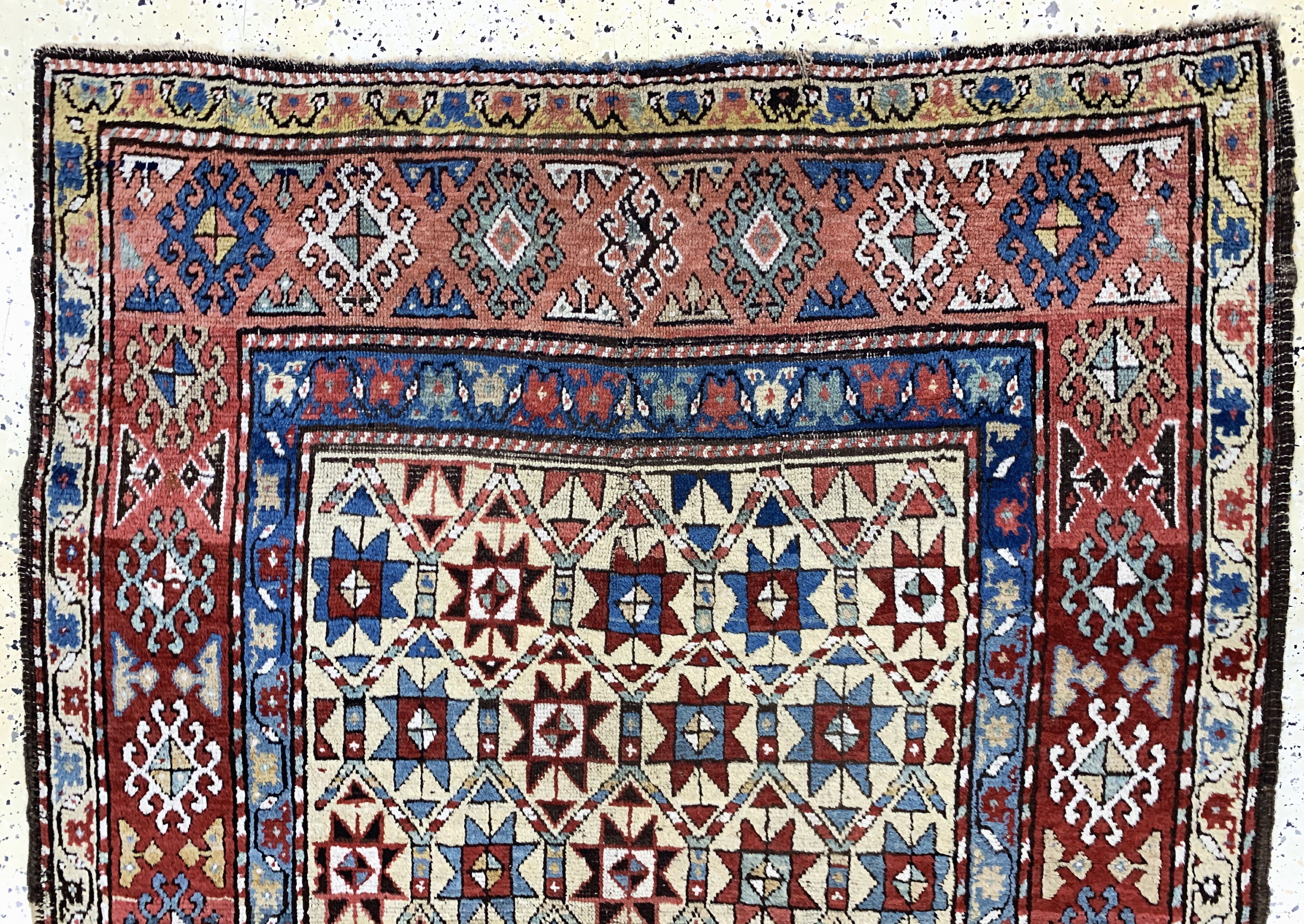 Detail a: Antiker Kazak, Kaukasus, 19.Jhd, Wolle auf Wolle, ca. 240 x 140 cm, EHZ: 3