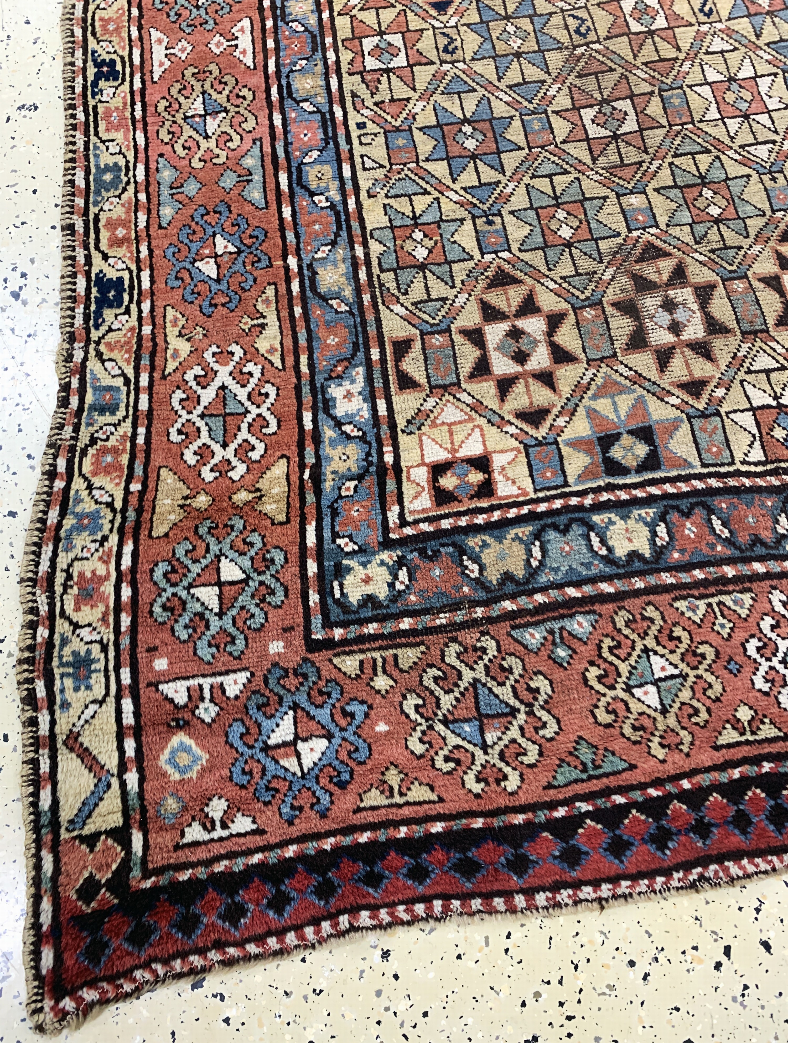 Detail d: Antiker Kazak, Kaukasus, 19.Jhd, Wolle auf Wolle, ca. 240 x 140 cm, EHZ: 3