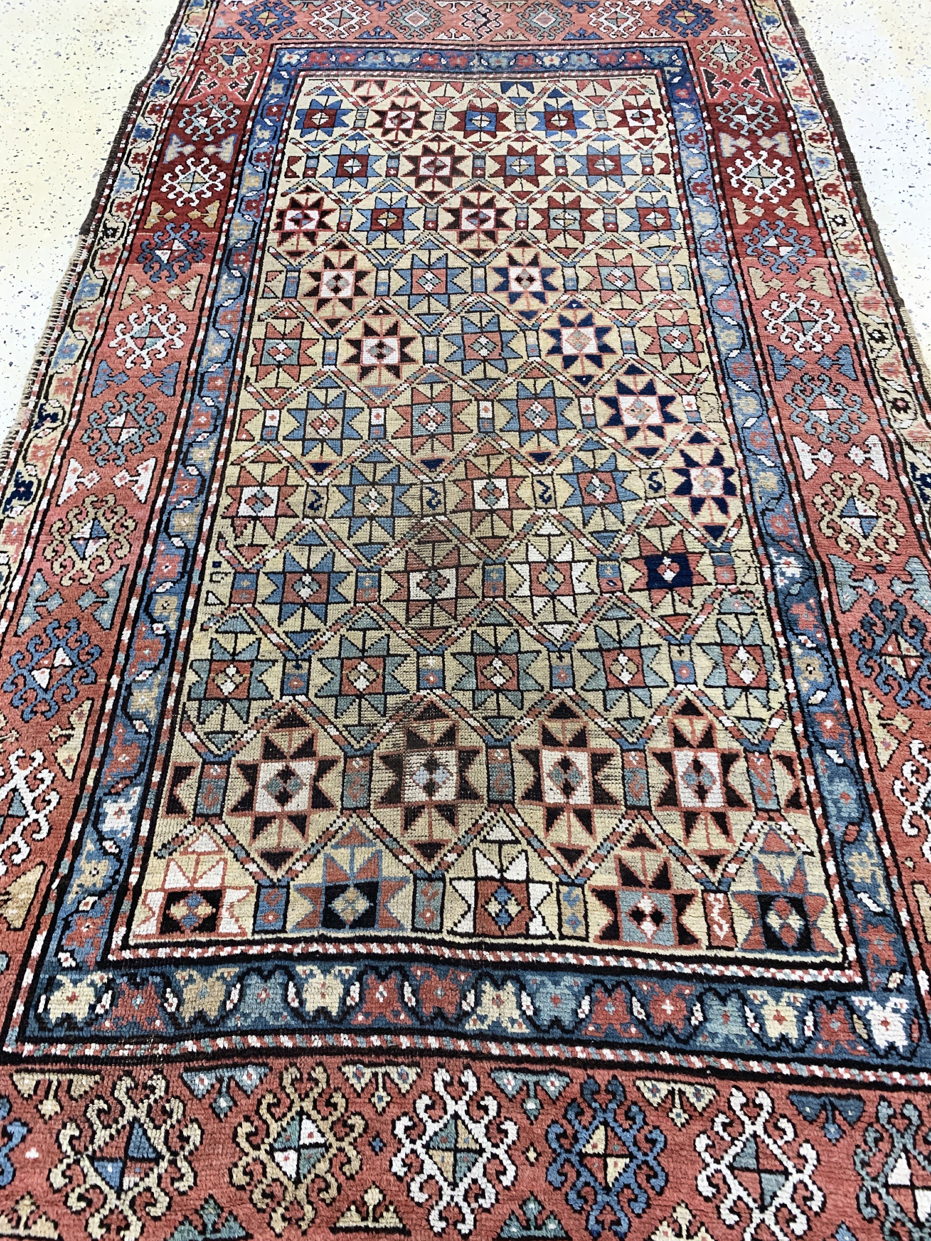 Detail f: Antiker Kazak, Kaukasus, 19.Jhd, Wolle auf Wolle, ca. 240 x 140 cm, EHZ: 3