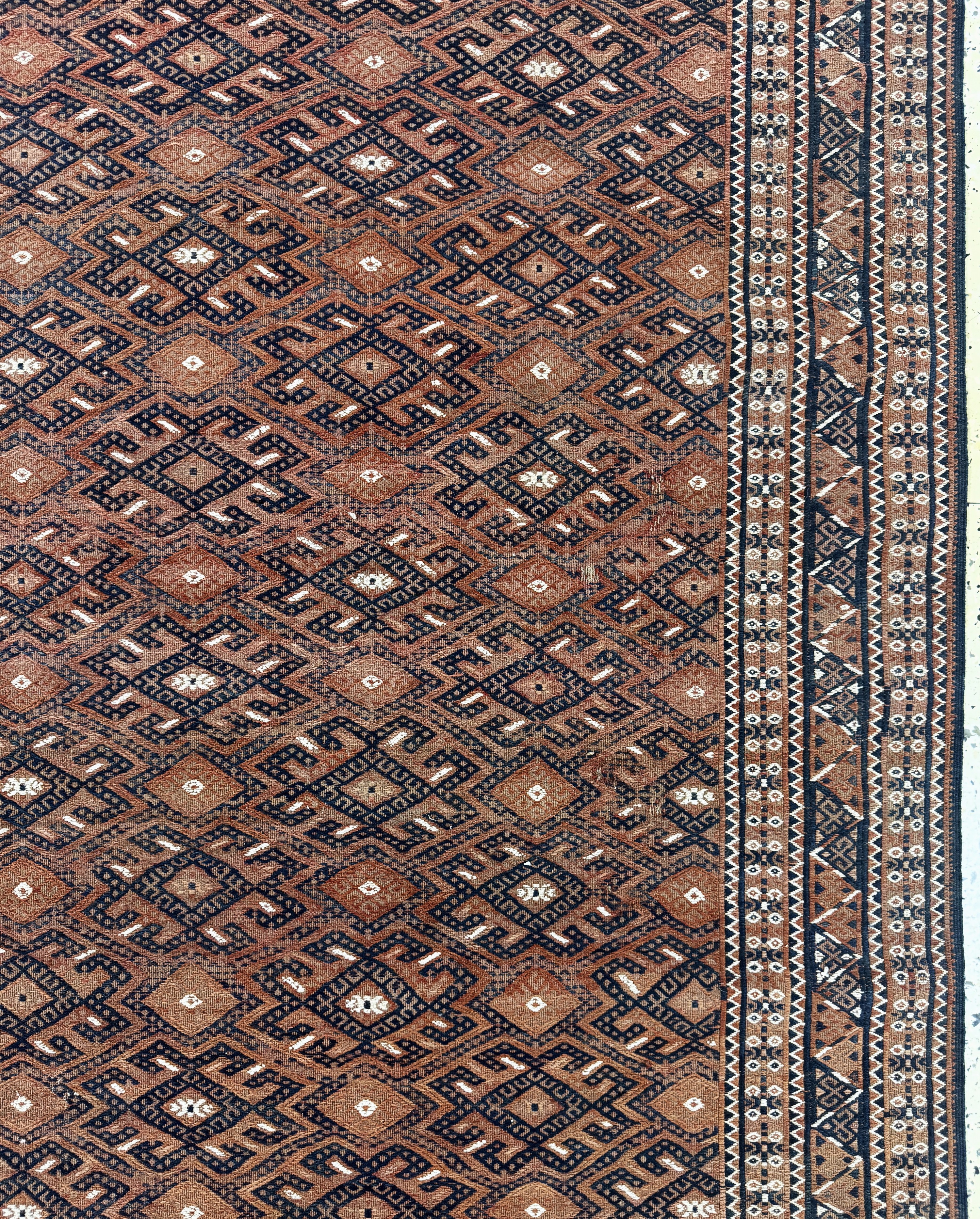 Detail d: Yomud Sumakh antik, Turkmenistan, 19.Jhd, Wolle auf Wolle, ca. 320 x 190 cm, EHZ: 2(kleine Löcher)
