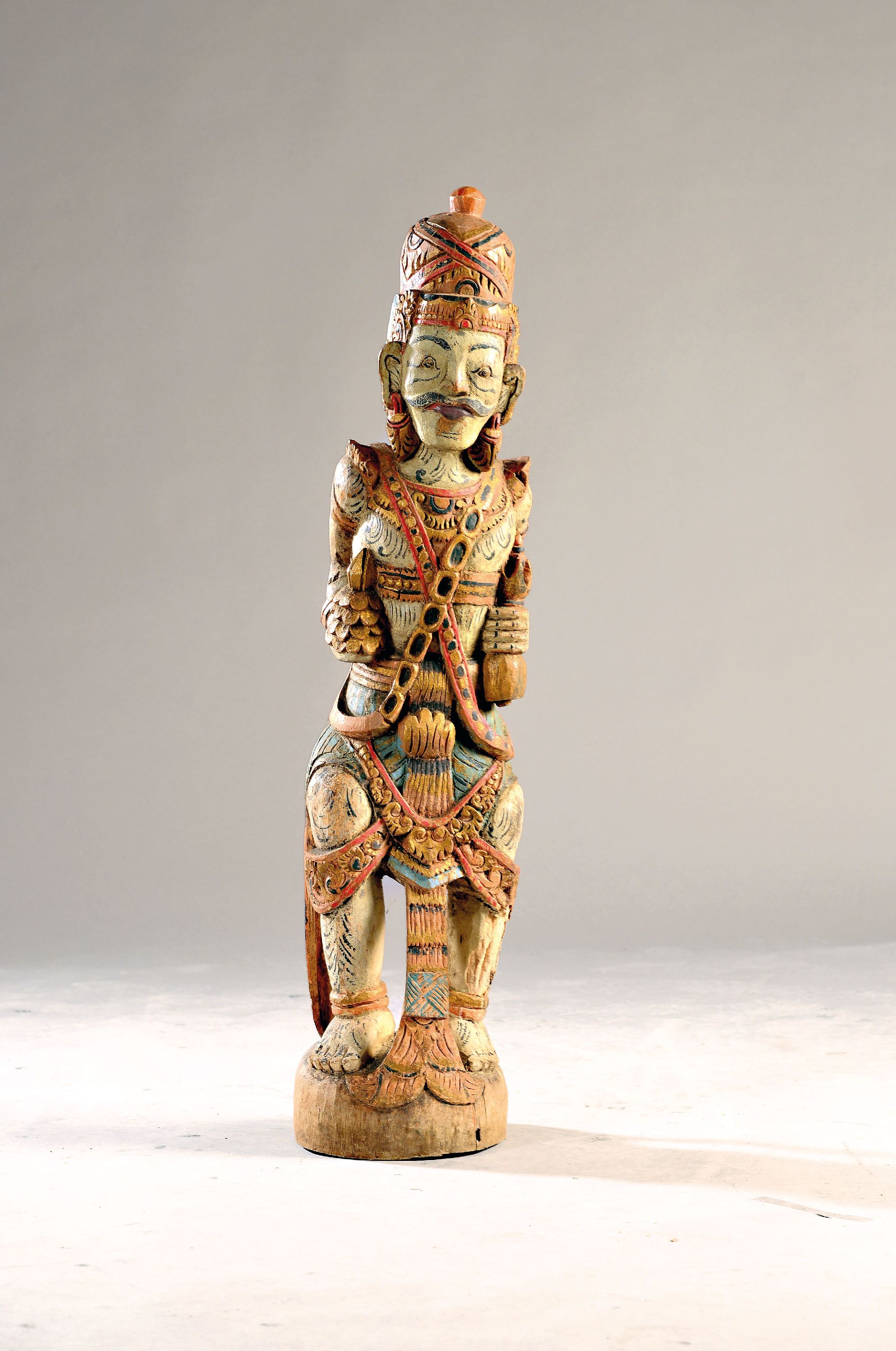 Image 27073066 - Große Wächterfigur, Java, 1. Hälfte 20. Jh., Holz geschnitzt und bunt bemalt, ...