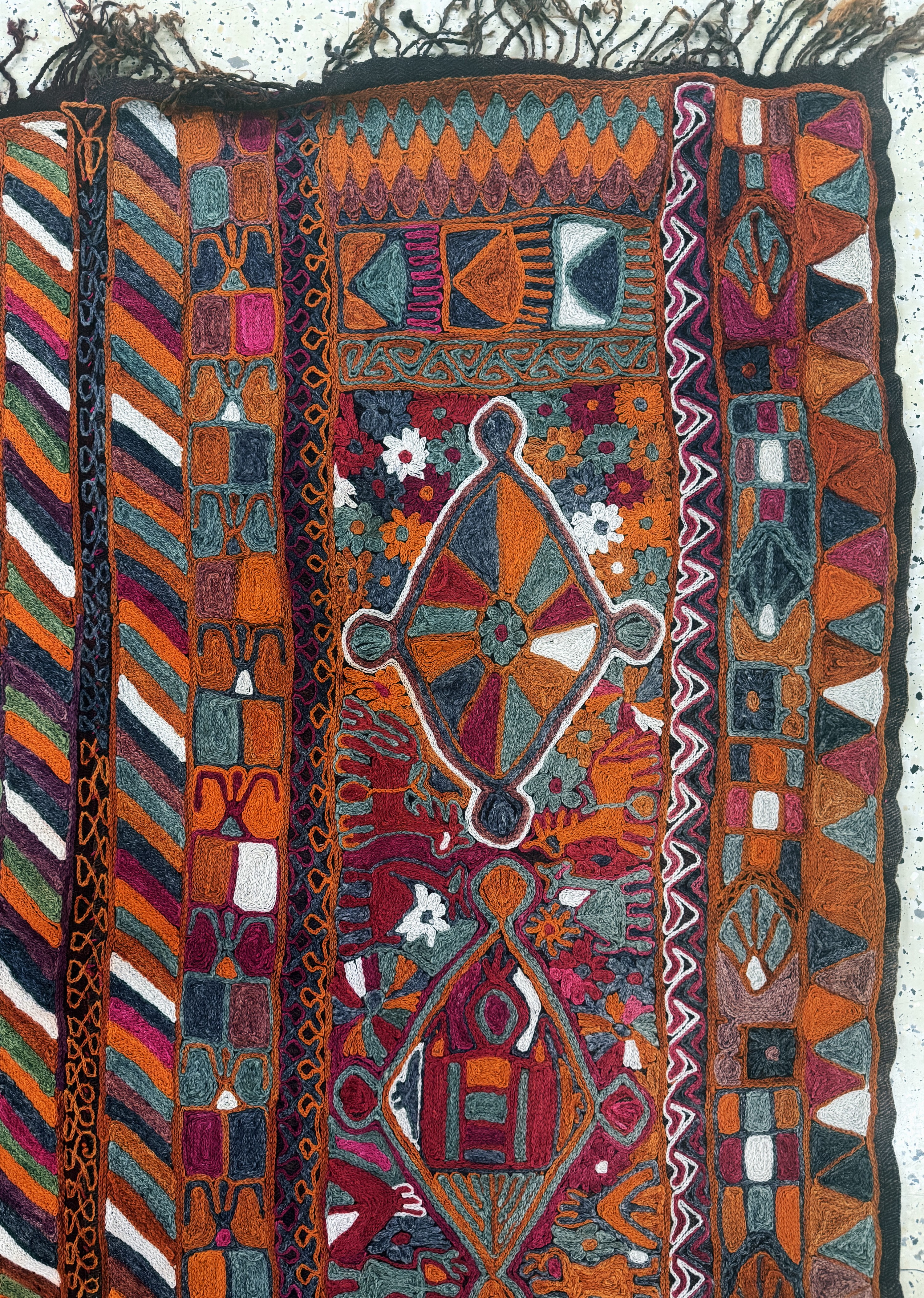 Detail d: Hochzeits-Kelim, Uzbekistan, Anfang 20.Jhd,Wolle auf Wolle, ca. 255 x 160 cm, EHZ: 2