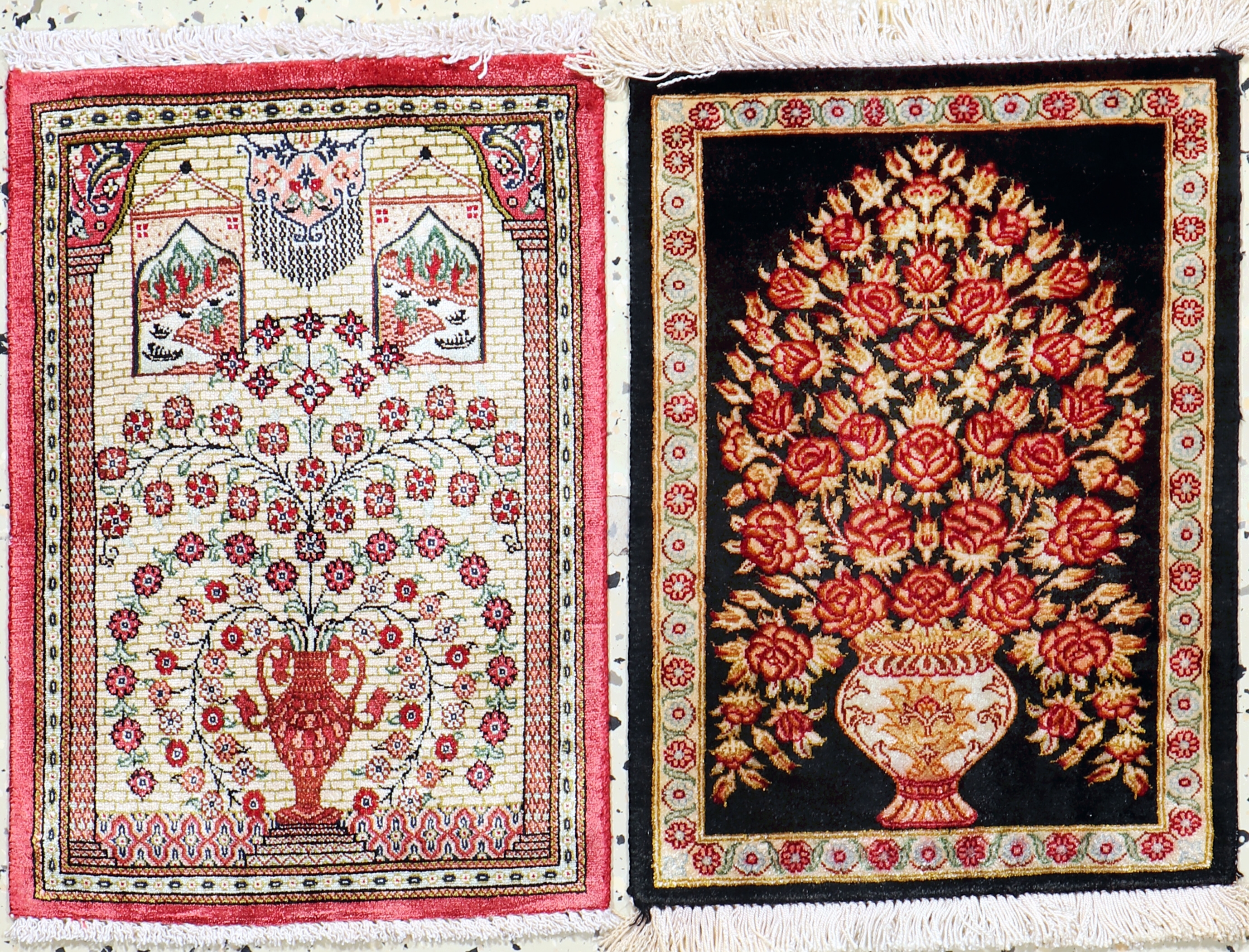 Image 27073092 - 2 Lots Ghom Seide, Persien, Ende 20.Jhd, reine Naturseide, ca. 42 x 30 cm, EHZ: 1-2 ...
