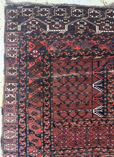 27073019c - Kisil-Ajak Engsi antik, Turkmenistan, 19.Jhd, Wolle auf Wolle, ca. 190 x 150 cm, EHZ: 4 ...