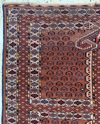 27073022c - Yomud´Engsi´antik, Turkmenistan, 19.Jhd, Wolle auf Wolle, ca. 160 x 150 cm, EHZ: 3-4 ...