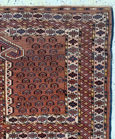 27073022d - Yomud´Engsi´antik, Turkmenistan, 19.Jhd, Wolle auf Wolle, ca. 160 x 150 cm, EHZ: 3-4 ...