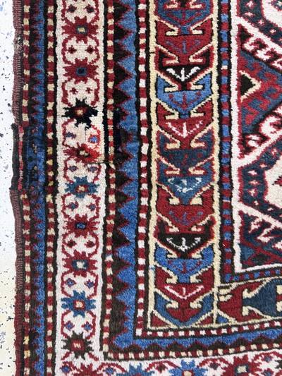 27073027f - Antiker´Mogan´Kazak, Kaukasus, 19.Jhd, Wolle auf Wolle, ca. 260 x 140 cm, EHZ: ...