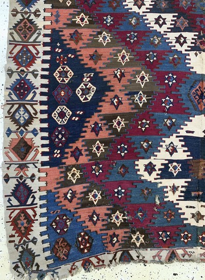 27073028b - Aydin Kelim antik, Türkei, 19.Jhd, Wolle auf Wolle, ca. 270 x 185 cm, EHZ: ...