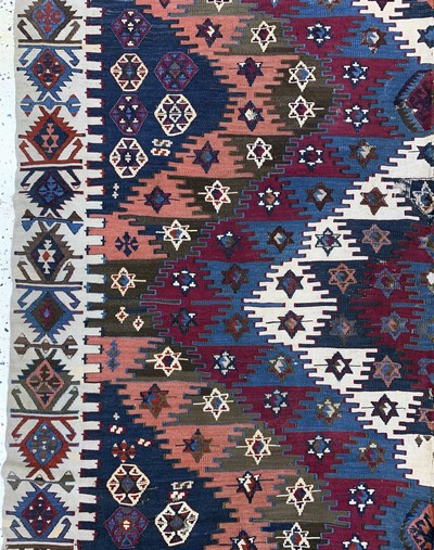 27073028c - Aydin Kelim antik, Türkei, 19.Jhd, Wolle auf Wolle, ca. 270 x 185 cm, EHZ: ...